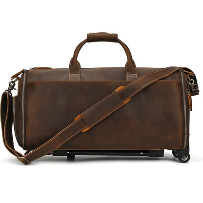 Crazy Horse Leather Travel Bag for Suits