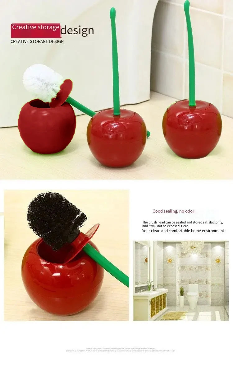 Decorative Cherry-Shaped Toilet Brush & Holder