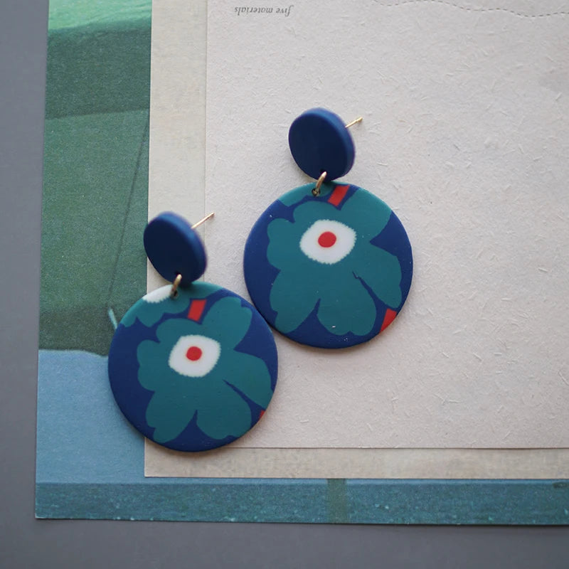 Flower Abstract Art Deco Pattern Earrings