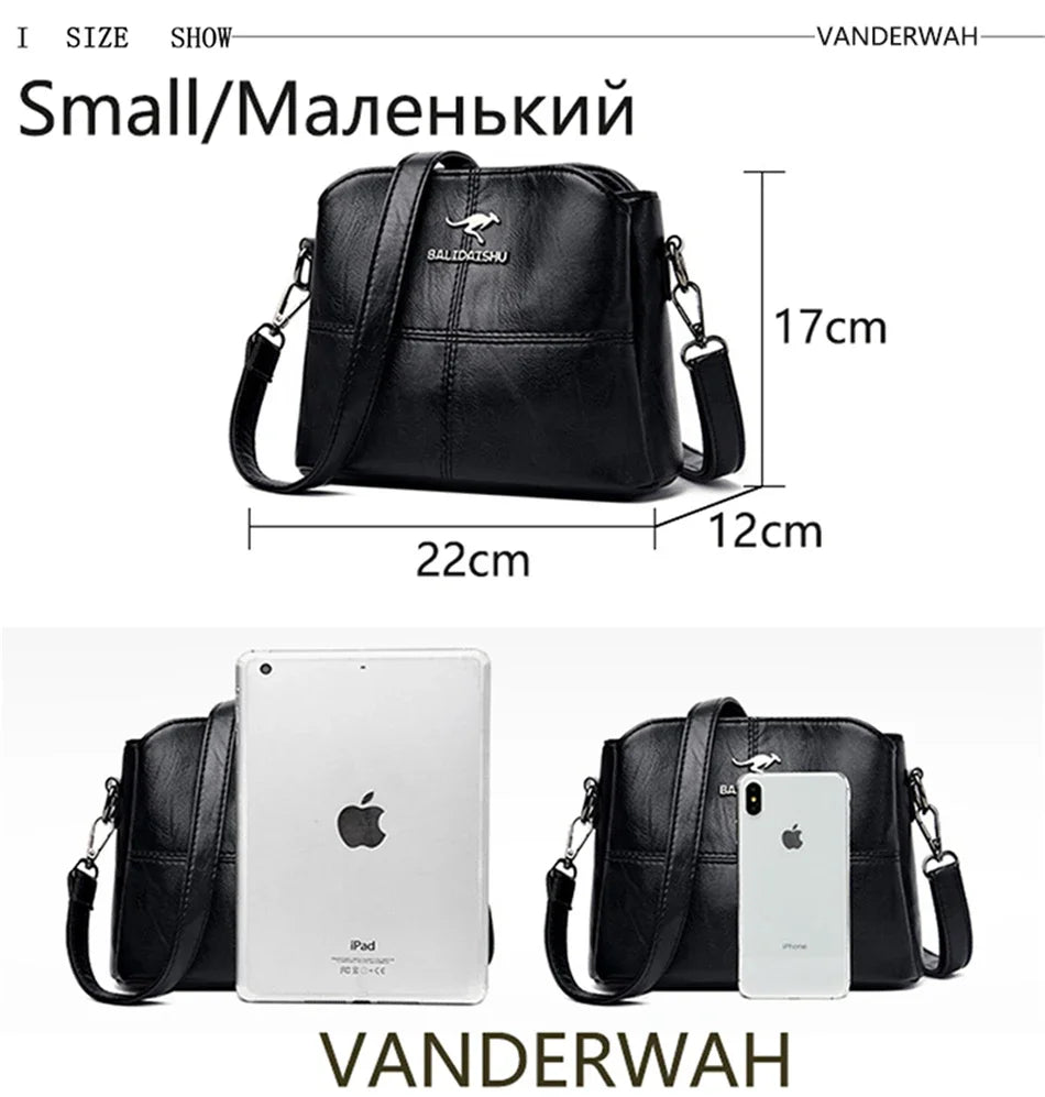 Casual Floral Embossed Leather Crossbody Shoulder Bag