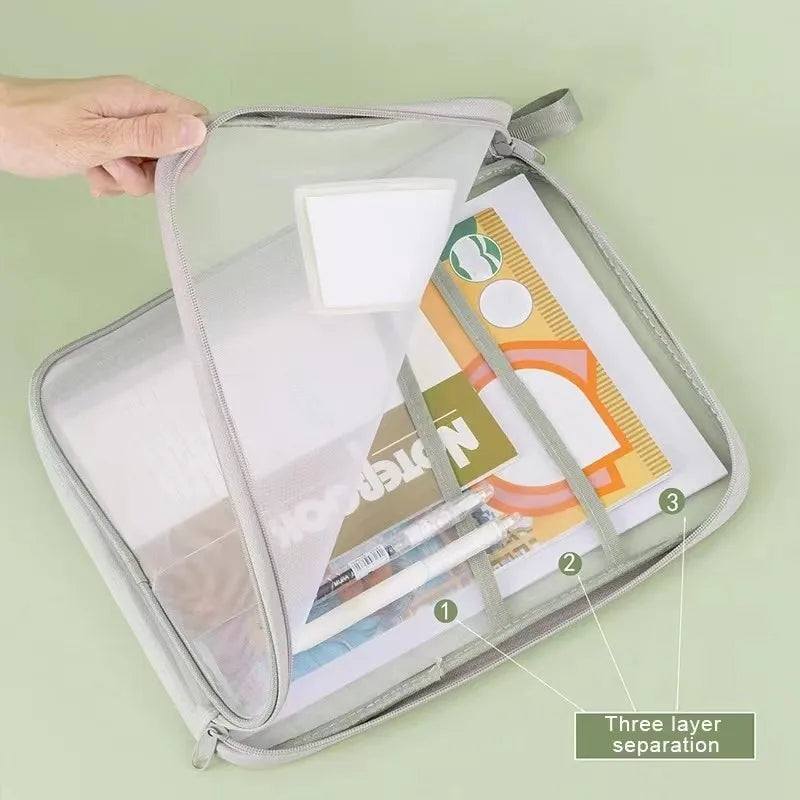 A4 Transparent Mesh Zipper Document Folder