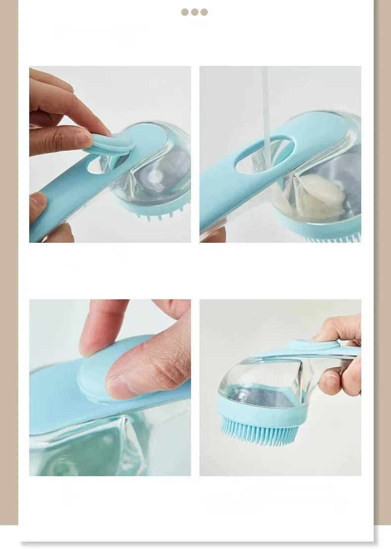 Silicone Pet Bath Brush with Shampoo Dispenser