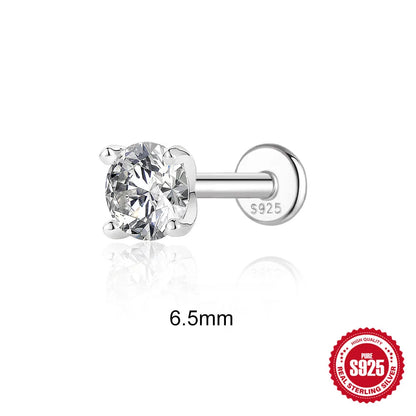 925 Sterling Silver Round Moissanite Stud Earring