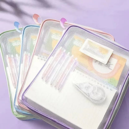A4 Transparent Mesh Zipper Document Folder