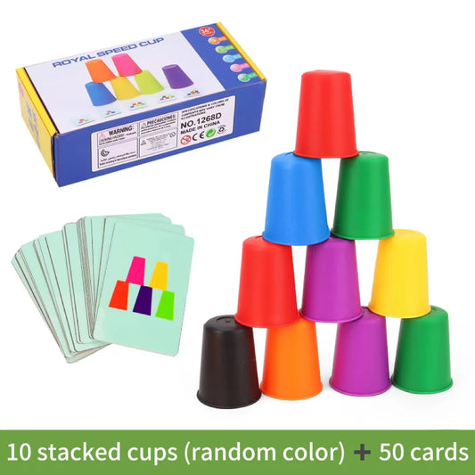 Montessori Mini Stack Cup Game With Card