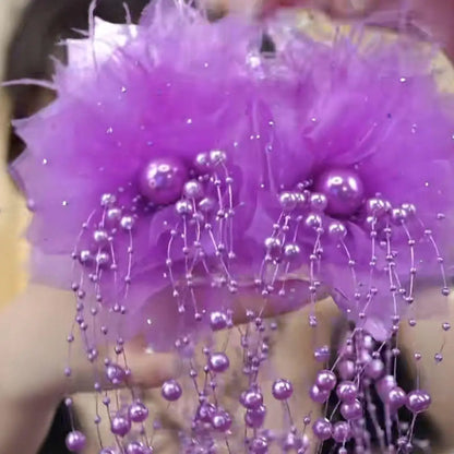 Floral Feather Pearl Hair Claw Clip