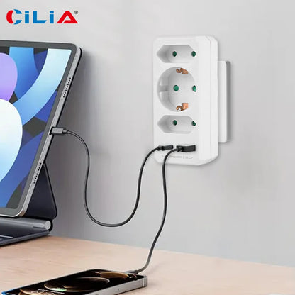 5-in-1 Wall Outlet Extender with USB & USB-C