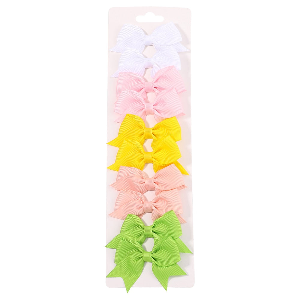 10Pcs/Set  Ribbon Bowknot Hair Clips