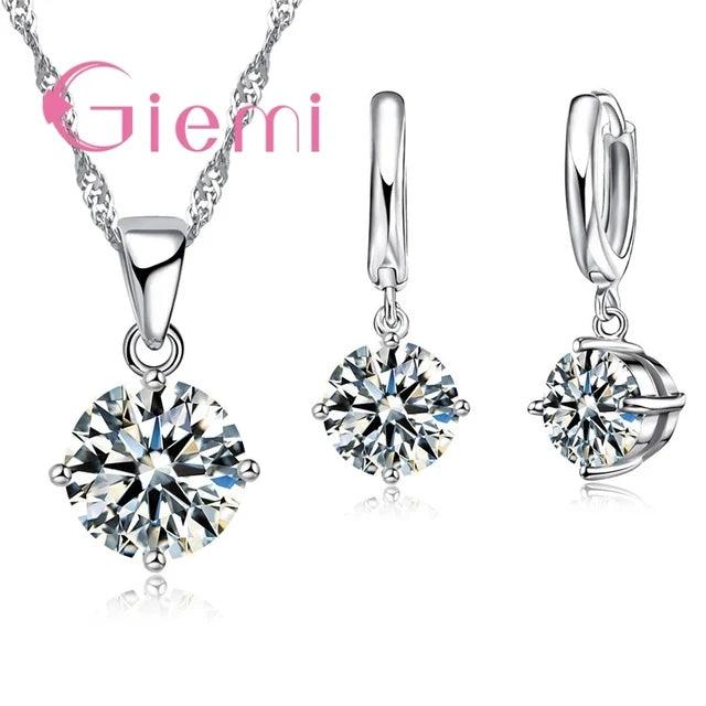 925 Sterling Silver Pendant Necklace Earrings