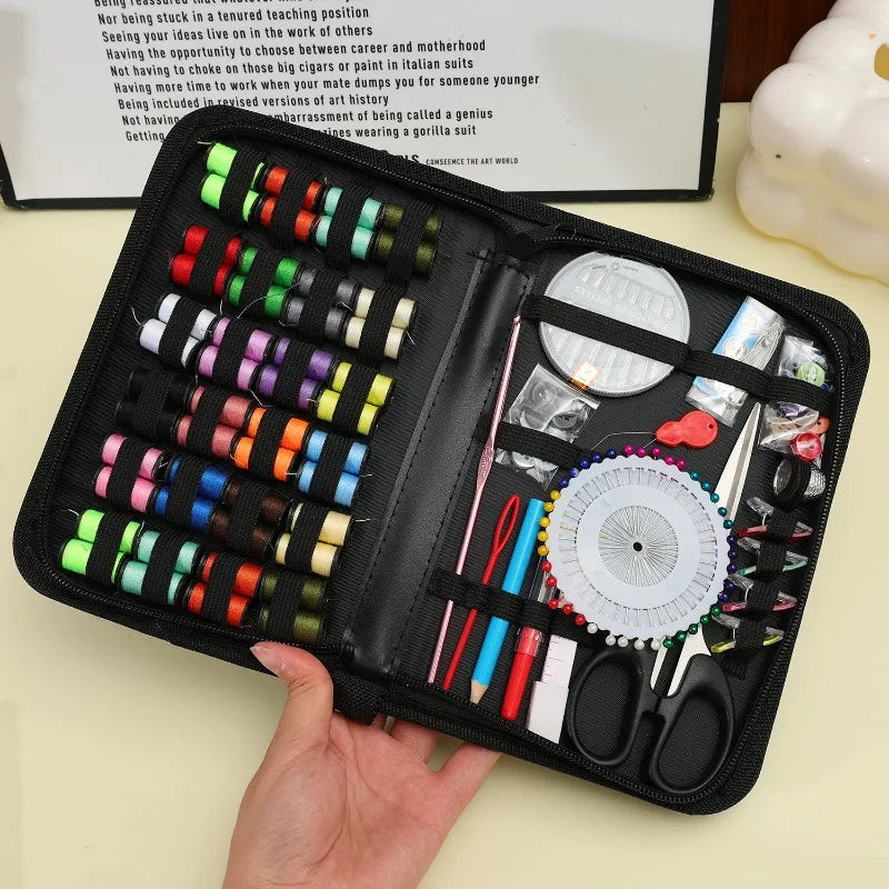 Portable Sewing Kit with Threads & Tools