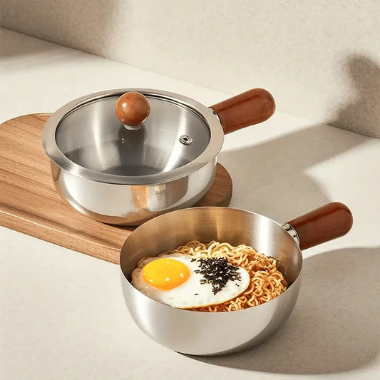 Stainless Steel Milk Pot with Wooden Handle