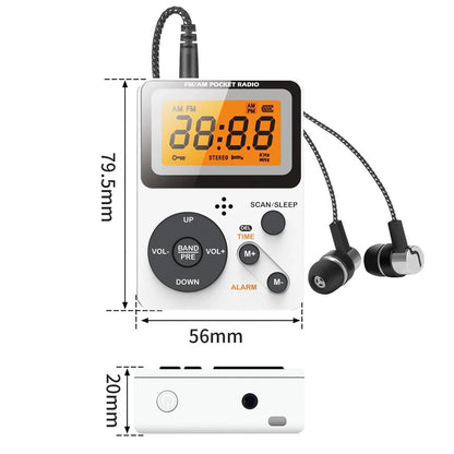 Portable AM/FM Pocket Radio with LCD Display