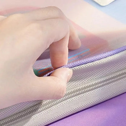 A4 Transparent Mesh Zipper Document Folder