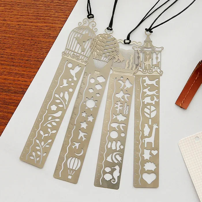 Metal Bookmark & Drawing Stencil Ruler Set