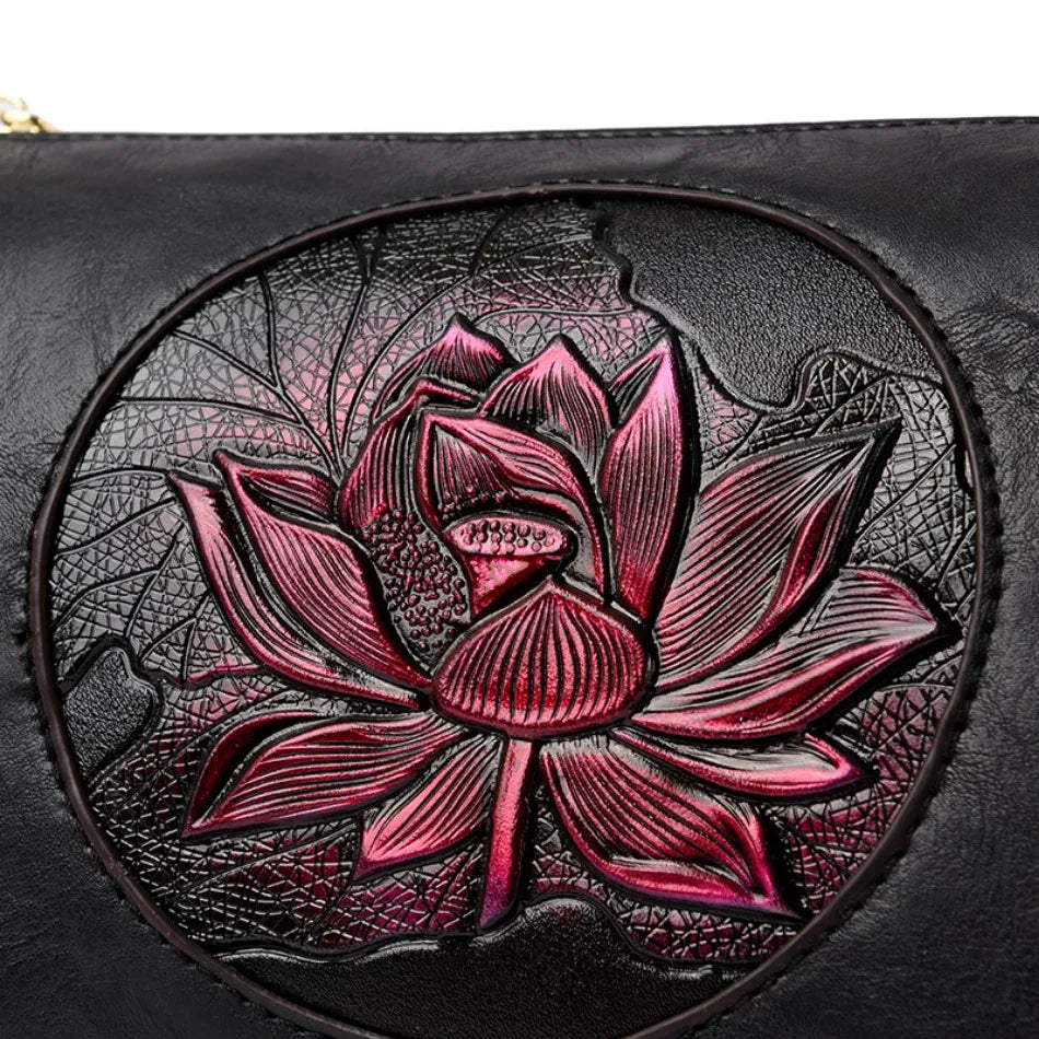 Casual Floral Embossed Leather Crossbody Shoulder Bag