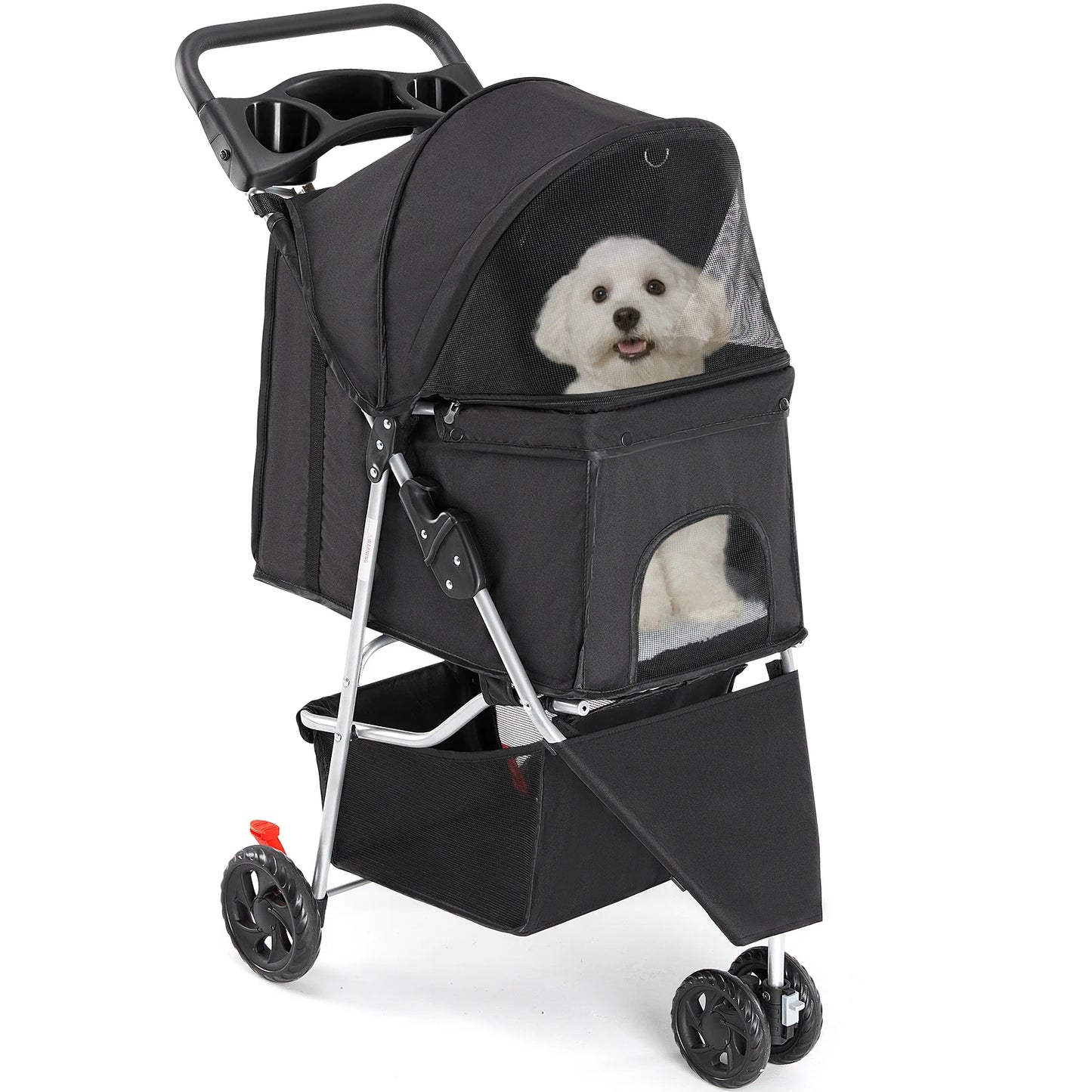 3-Wheel Foldable Pet Stroller for Dogs & Cats