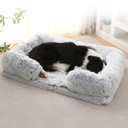Half Surround Plush Dog Bed with Removable Cushion