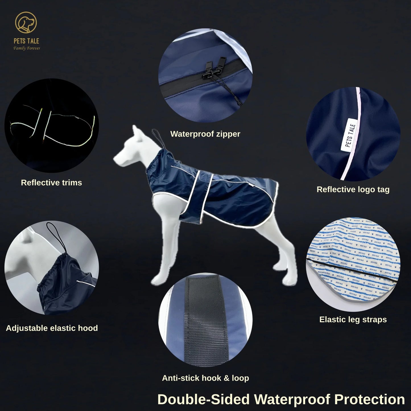 Waterproof Dog Raincoat with Reflective Strips & Adjustable Hood