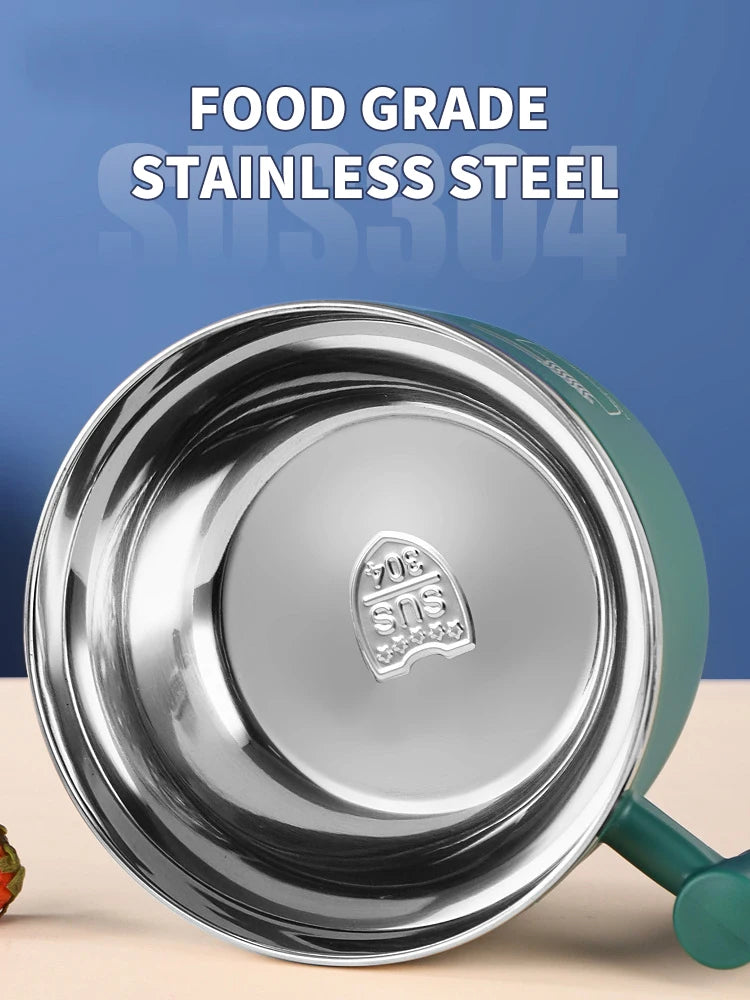 Insulated Stainless Steel Instant Noodle Bowl with Lid & Built-In Strainer
