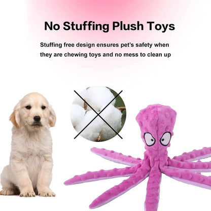 Stuffing-Free Octopus Squeaky Dog Toy