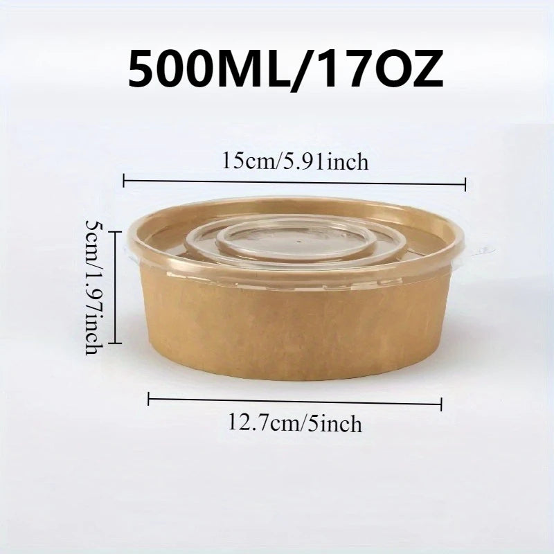 Disposable Kraft Paper Food Bowls with Lids