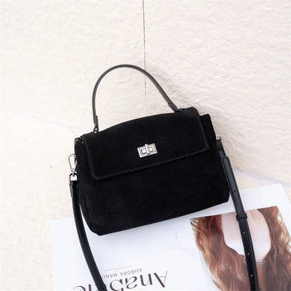 Women’s Suede Leather Flap Shoulder & Crossbody Bag