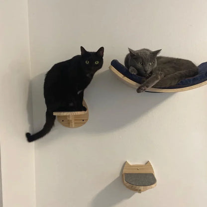 Wooden Wall-Mounted Cat Climbing Shelves & Play Set