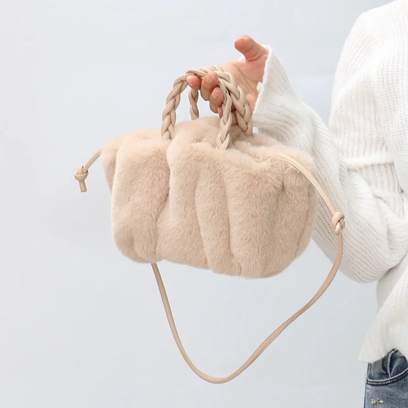 Women Plush Pleated Cloud Bag