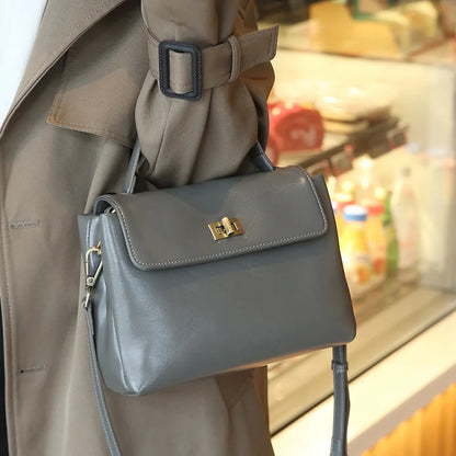 Vintage Genuine Leather Top Handle Crossbody Satchel