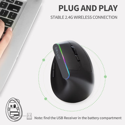 Delux M618C Wireless Ergonomic Gaming Mouse