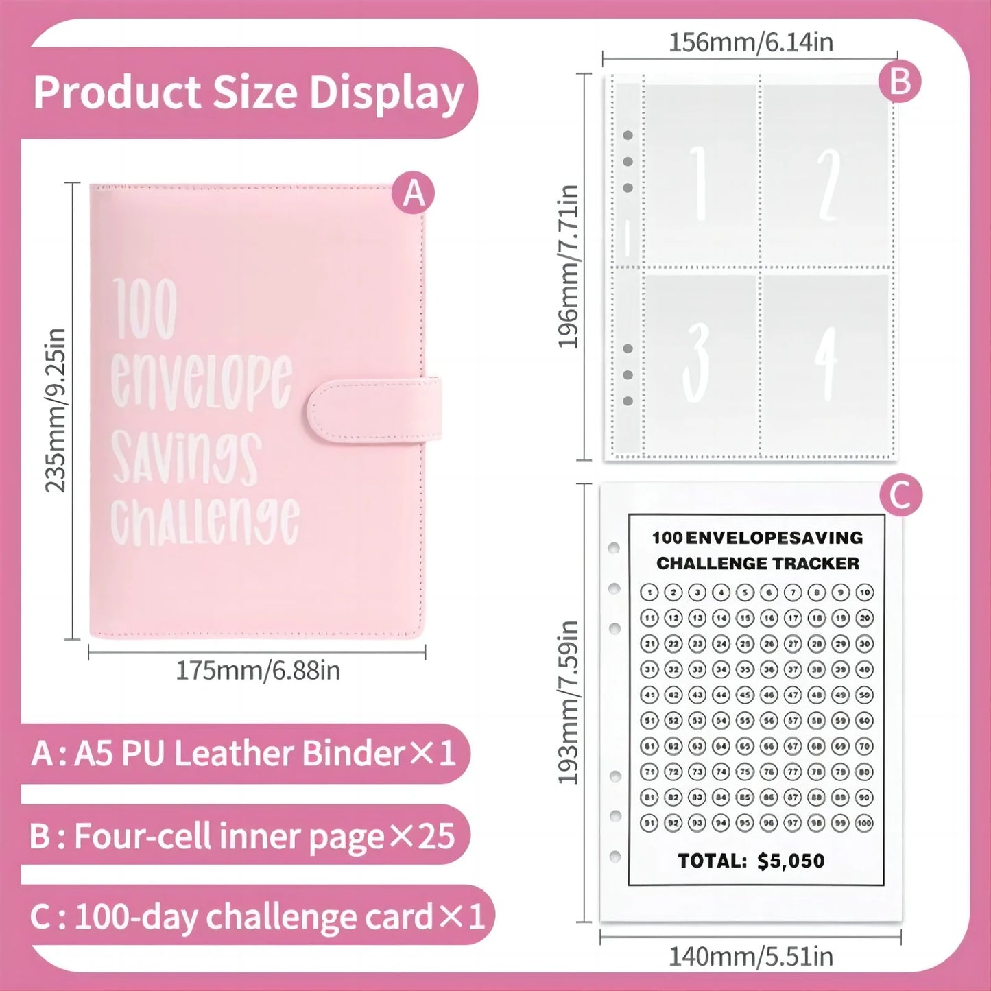 100 Envelope Savings Challenge Binder