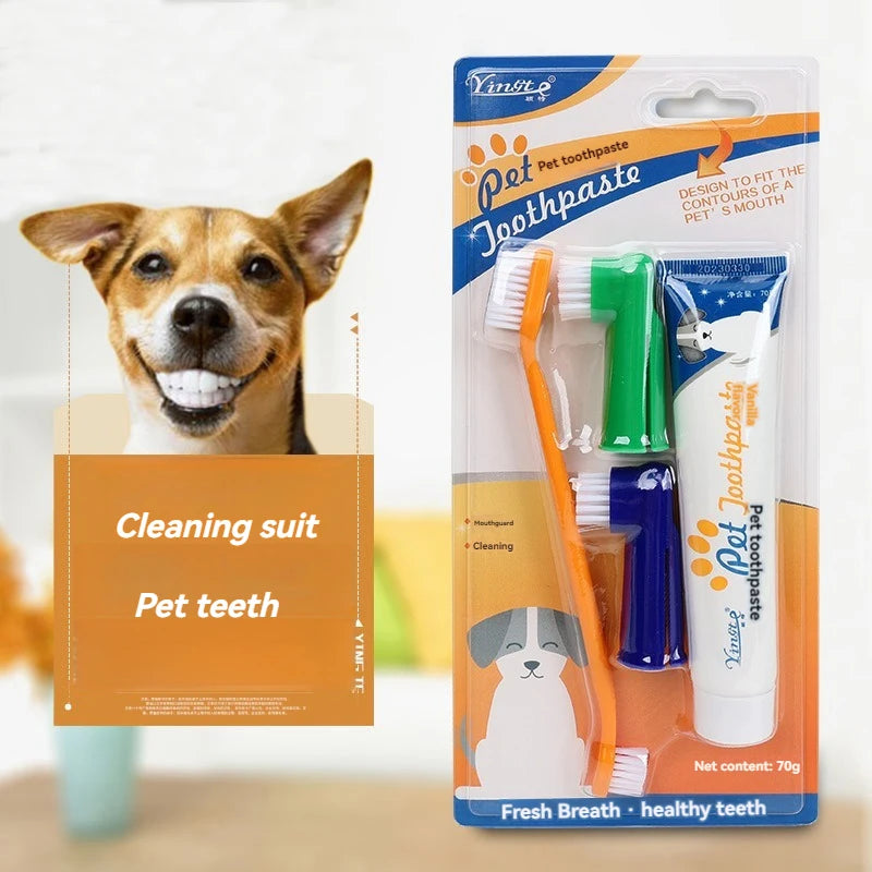 Pet Toothbrush & Toothpaste Set for Dogs and Cats