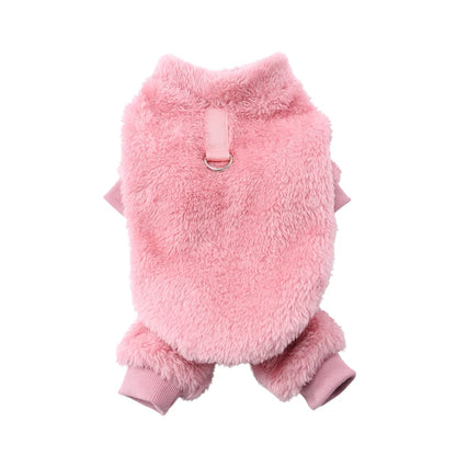 Warm Fleece Dog Jumpsuit with D-Ring
