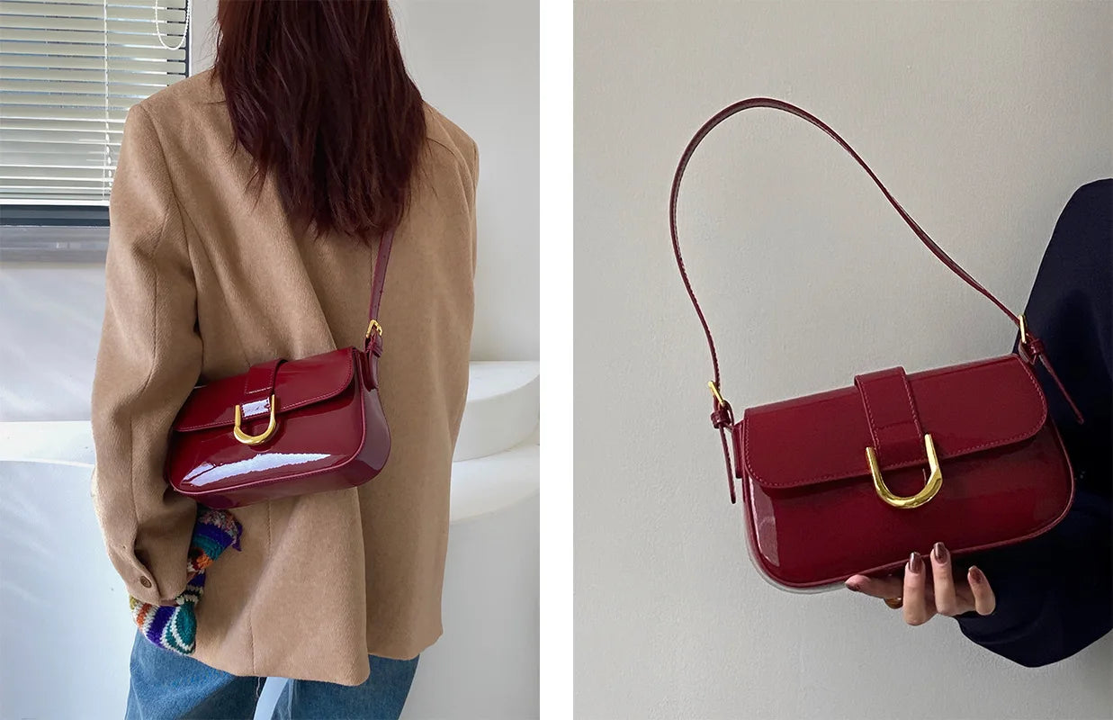 Vintage Horseshoe Buckle Crossbody Shoulder Bag