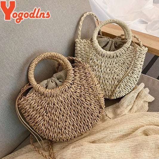 Handmade Half-Moon Straw Bag