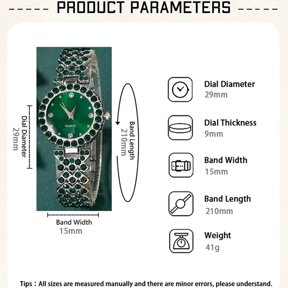 Women’s Heart Rhinestone Watch Jewelry Set