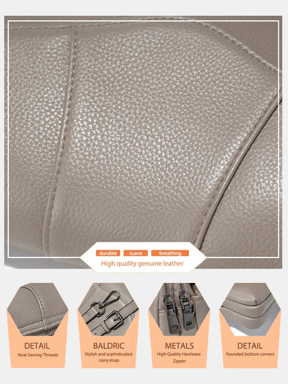Genuine Leather Multi-Compartment Crossbody Bag