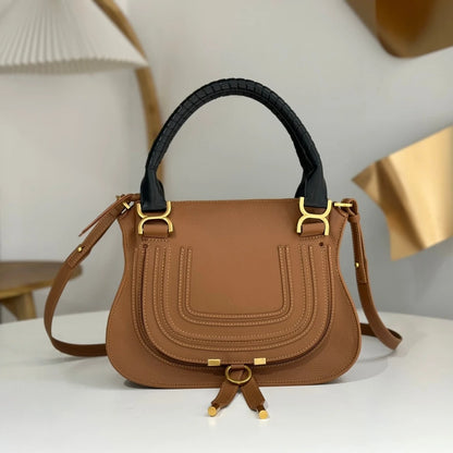 Vintage Genuine Leather Saddle Crossbody Bag for Women