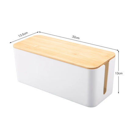 Bamboo Cable Management Storage Box