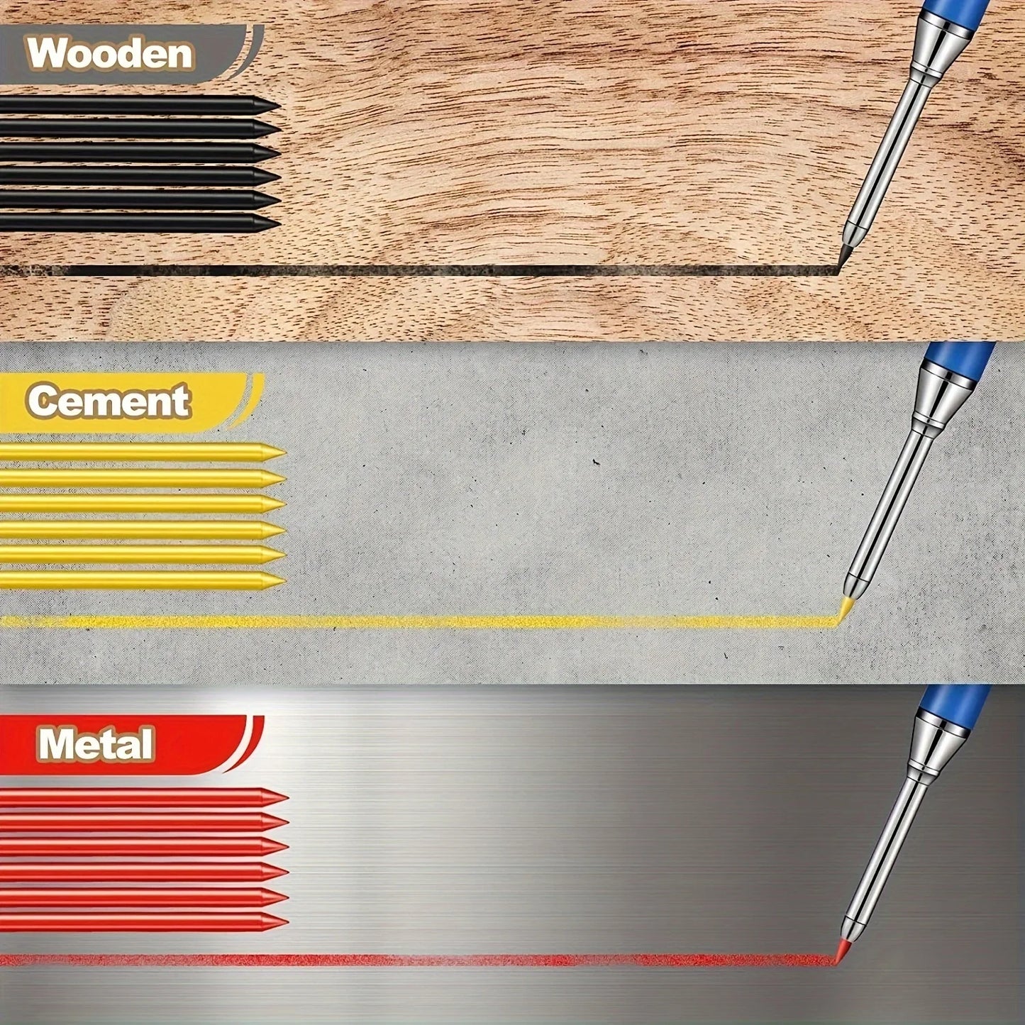 Deep Hole Carpenter Mechanical Pencil Set with 16 Refills