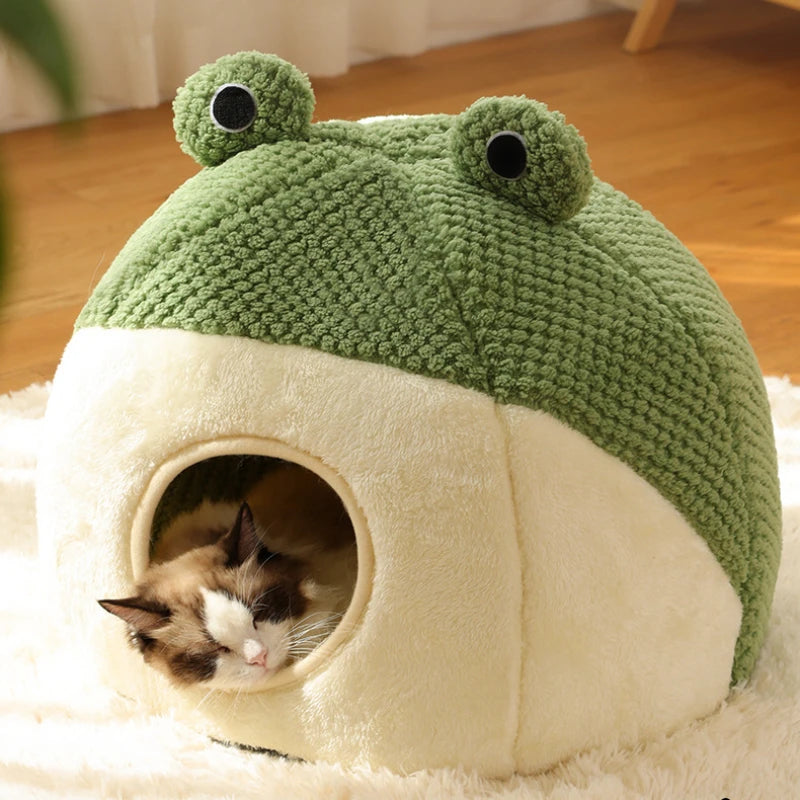 Frog Shape Plush Pet Nest House