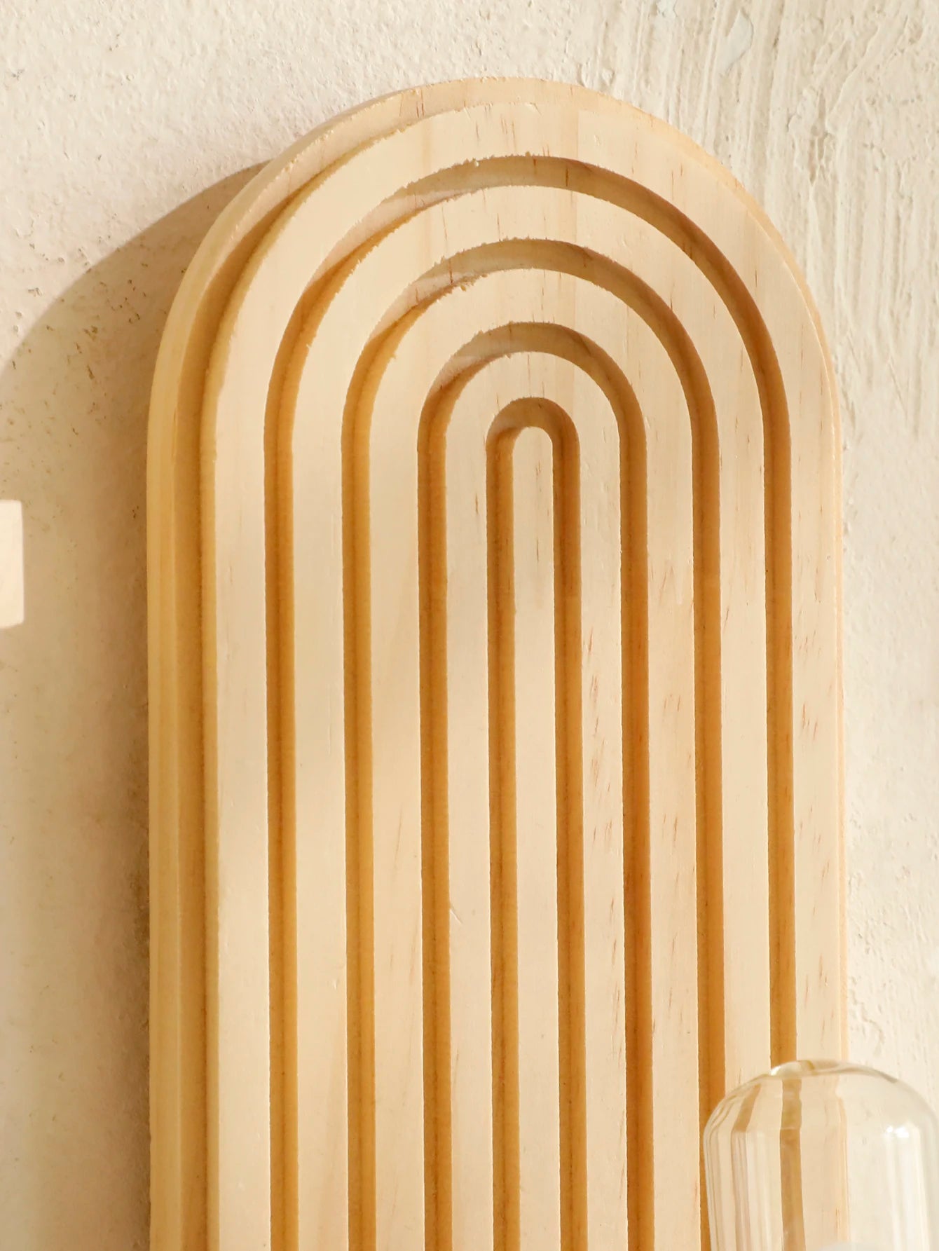 Geometric Natural Wood Wall Mounted Display Shelf
