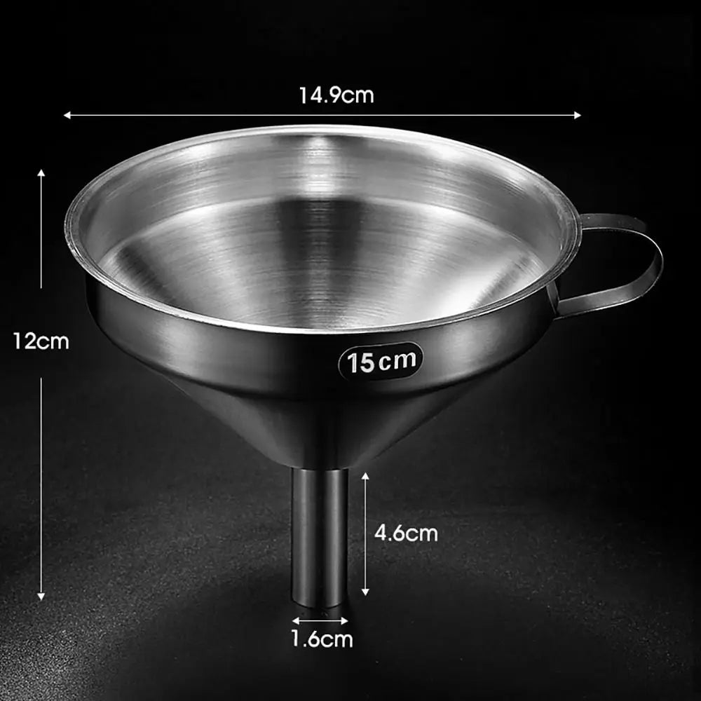 Wide Mouth Kitchen Funnel & Fine Mesh Strainer for Liquids and Powders