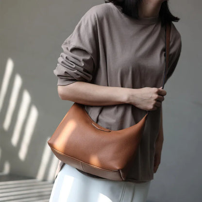 Cowhide & Nylon Hobo Shoulder Bag
