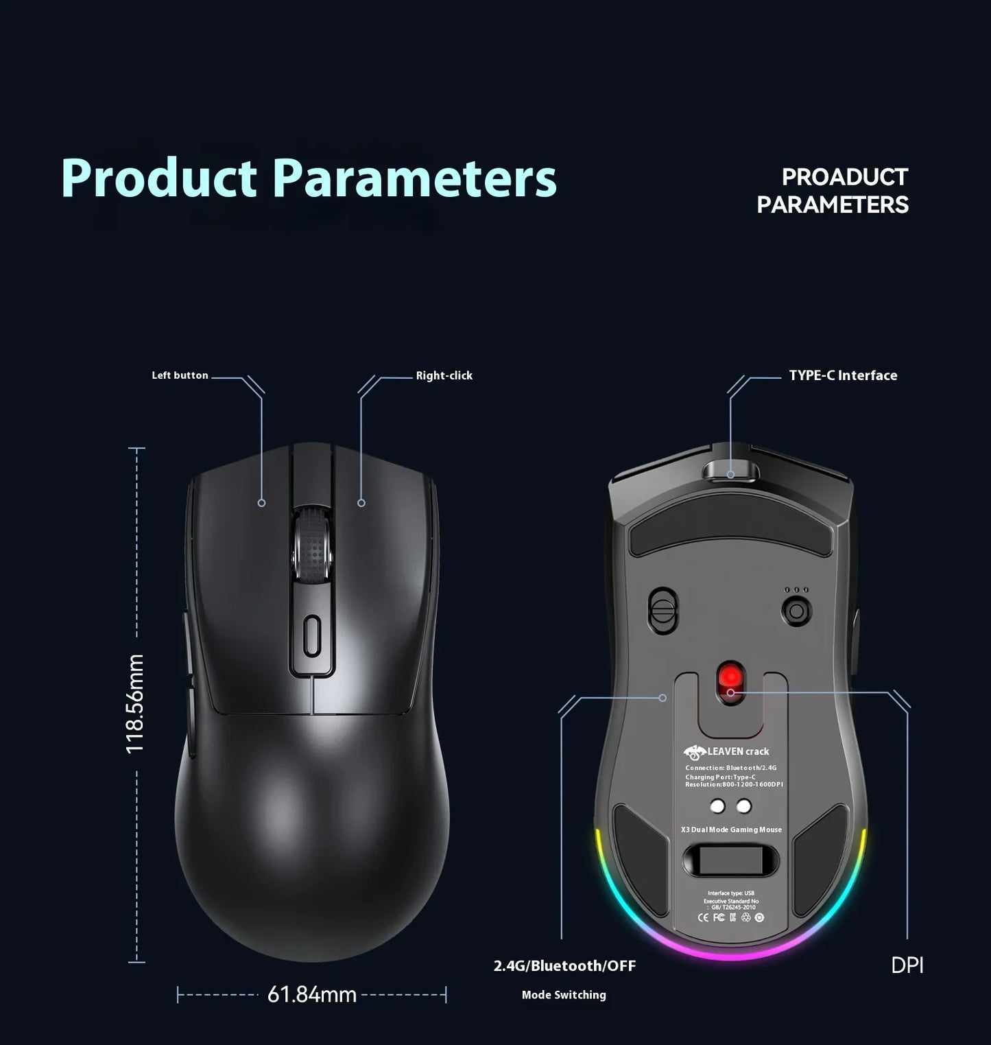 NexusClick X3 Dual-Mode Wireless Gaming Mouse