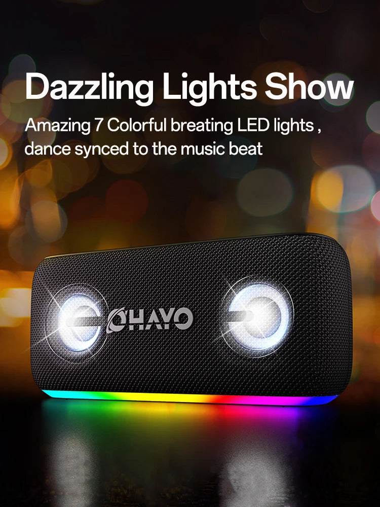 60W Wireless Speaker with RGB Lights & Waterproof Design