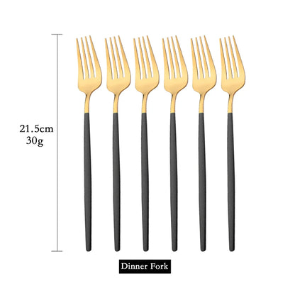 PINKTEN 6-Piece Gold Stainless Steel Dinner Fork Set