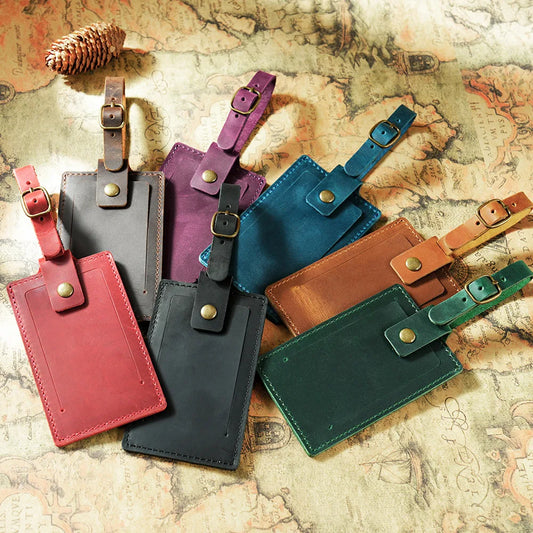 Genuine Leather Luggage Tag for Travel Bags