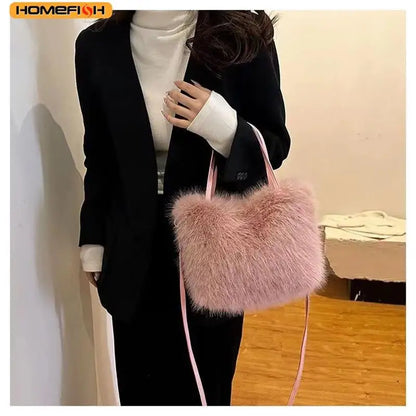Luxury Plush Faux Fur Shoulder & Crossbody Handbag
