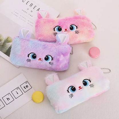 Gradient Kitten Plush Pencil Case